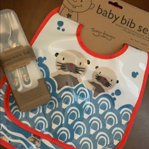 sugarbooger Other - Sugarbooger, baby bib and silverware set, NWT